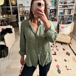 Edmmond Studious Green Linen Men's Shirt